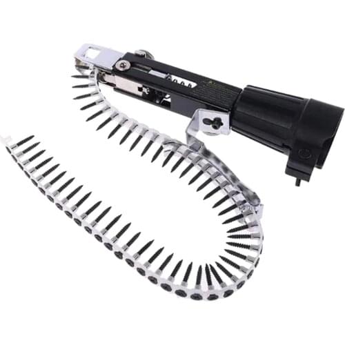 Handheld Adjustable Screw Chain Spike Automatic Nailing, Nail Gun Adapter Drill Attachment Tool, for Home Woodworking