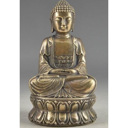 Crafts Arts Hand Hammered Bless Collectable Chinese Brass Old Amulet Buddha Statue Garden Brass Bronze