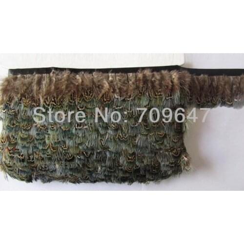 Plumas Decorativas!10Meters/Lot Height 5-6cm Ringneck Pheasant Green Almond Feather Trim Fringe,Feathers Decoration