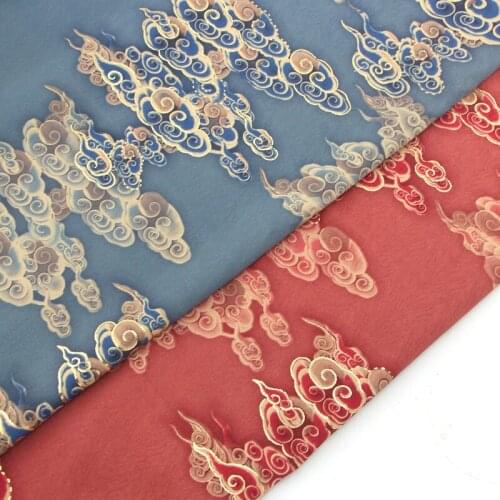 1 Meter Clouds Gold Herringbone Pattern Silk Width 150cm Handmade Diy Cloth