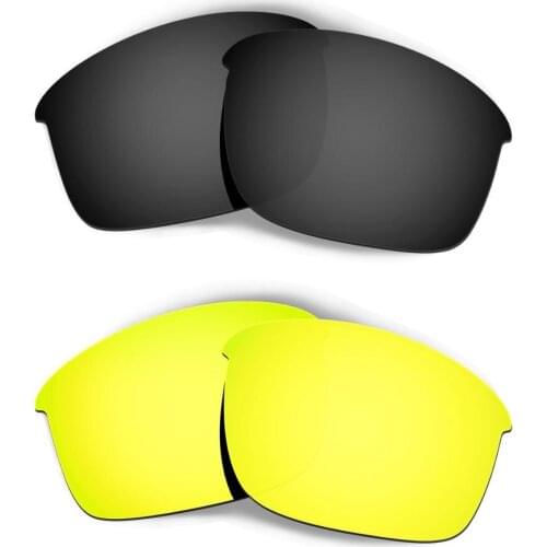 HKUCO For Bottle Rocket Sunglasses Replacement Polarized Lenses 2 Pairs - Black & Gold