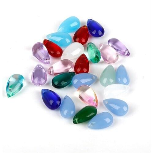 10pcs/lot 1.4*8mm glass waterdrop charms bead connectors for diy earrings necklace jewelry making handmade accessories material