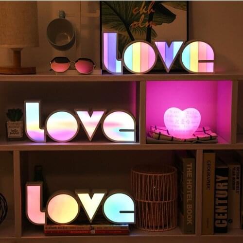 L O V E LED Light BOX Battery Operated USB Hanging Sign Girl Room Neon Lamp Bar Home Truck Event Party Background Light