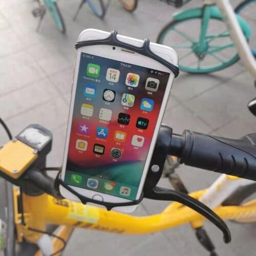 Universal Shockproof Elastic Silicone Motorcycle Bike Handlebar Mount Phone Holder Stand Bicycle MTB Phone Support Bracket