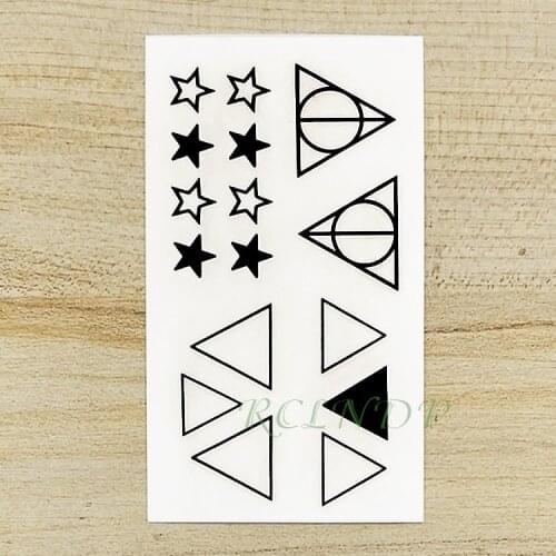 Waterproof Temporary Tattoo Sticker Black white Star Triangle Fake Tatto Flash Tatoo Tatouage Wrist Foot Hand For Girl Women