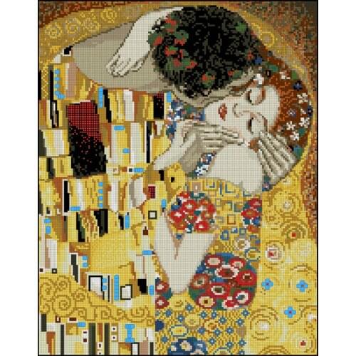 Top Quality Lovely Cute Counted Cross Stitch Kit The Kiss G Klimt Painting Abstract Riolis 1170