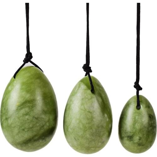 Natural Green Jade Egg for Kegel Exercise 3pcs(1set) Pelvic Floor Muscles Vaginal Exercise Yoni Egg Ben Wa Ball Health Care