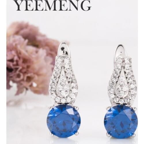 YEEMENG New Arrivals White Gold Color Flame Type Micro-wax Inlay Natural Zircon Dangle Earrings Women Wedding Party Cute Jewelry