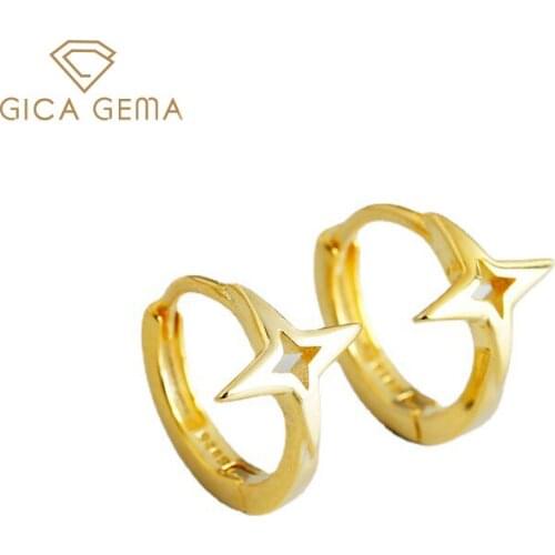 GICA GEMA Simple Star Earrings For Women Real 925 Sterling Silver Unique Design Fashion Anniversary Engagement Fine Jewelry