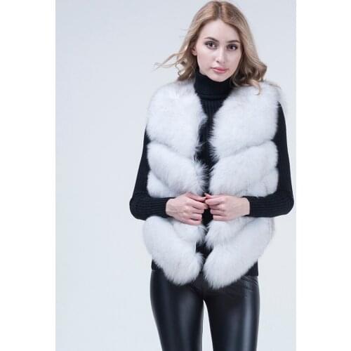 Women Natural Fox Fur Vest Waistcoat Gilet Jacket Sleeveless Thick WarmWinter Coat