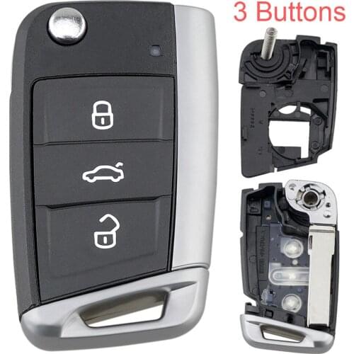 3 Button Car Styling Flip Folding Key Fob Smart Frosted Shell For VW Volkswagen Golf 7 MK7 Skoda Octavia A7 Seat