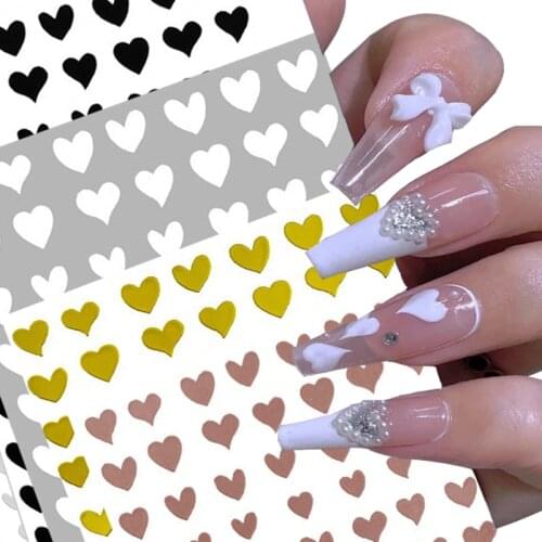 3D Glitter Nail Stickers Ultra Thin White Laser Gold Love Heart Geometry Nail Sticker DIY Manicure Decals Nail Art Decoration