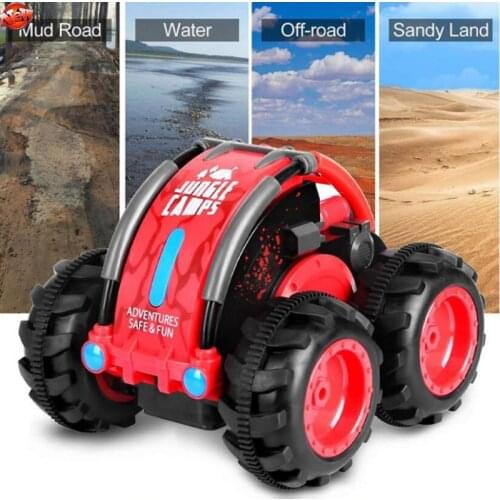 4WD14 Driving 1:24 Waterproof Amphibious RC Vehicle Rotation Stunt Car 2.4G 1:24 Roll Water Land Electric Remote Control Car Toy