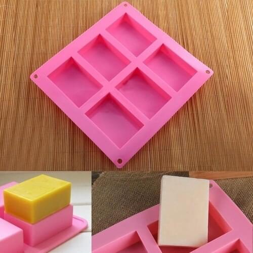6-Cavity Rectangle Plain Basic Rectangle Soap DIY Mold Silicone Cake Soap Molds DIY Making Mould Tray For Homemade Craft