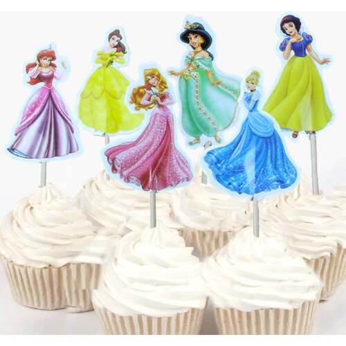 720pcs 6 Designs Pretty Princess Bella Cupcake Topper Picks Cartoon Theme Birthday Party Decorations Kids Evnent Party Favors