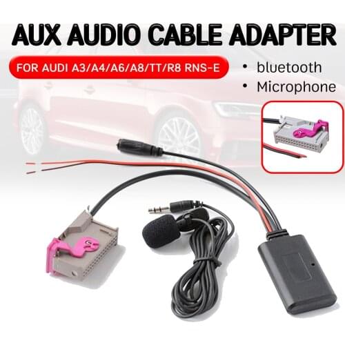 Bluetooth Aux Receiver Cable Adapter with Microphone Hands-free aux module for 32 Pin Head Unit for Audi A3 A4 A6 A8 TT R8 RNS-E