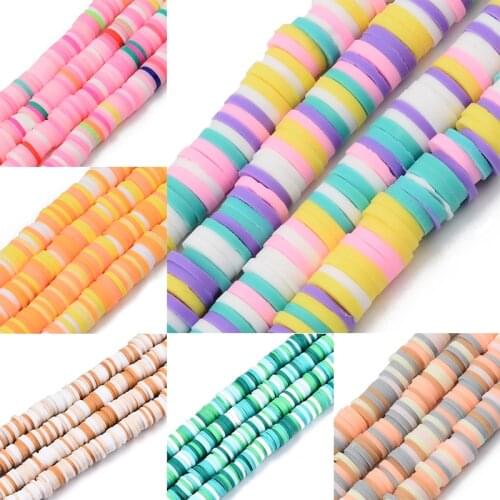 10Strands 6mm Colorful Handmade Polymer Clay Bead Strand Slices Chip Disk Loose Spacer Bead Heishi Bead DIY Jewelry Making Craft
