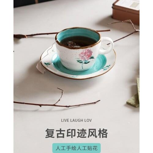Home embroidered coffee tea cup plate ceramic office drinking cup home creative afternoon teacup saucer set drinkware