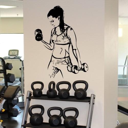 Fitness Girl Wall Decal Sports Training Bodybuilding Door Window Vinyl Sticker Living Room Gym Interior Decor Art Wallpaper Q776