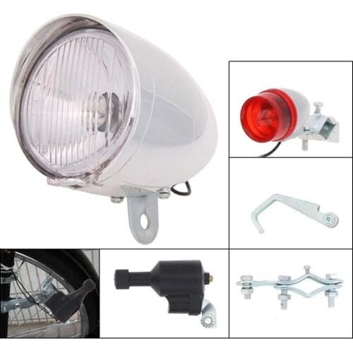 NEW 6V 3W Bicycle Cycling Friction Generator Dynamo LED Headlight Rearlight Kit