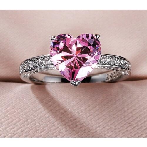 Heart Cut Lab Pink Diamond Promise ring 925 Sterling silver Engagement Wedding Band Rings for women Bridal Party Jewelry Gift
