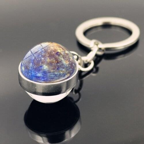 Creative Solar system galaxy planet Keychain Glass Ball Pendant Keychain Bag Decor Keyring Backpack Charms KeyChain Holder Gifts