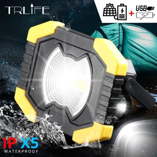 Lampe Portable Work Floodlight Tent Camping Light Lantern 50W Solar USB Rechargeable COB LED Flashlight Searchlight AA Spotlight