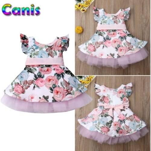 Toddler Kids Baby Girls Summer Flower Princess Party Pageant Dress Sundress