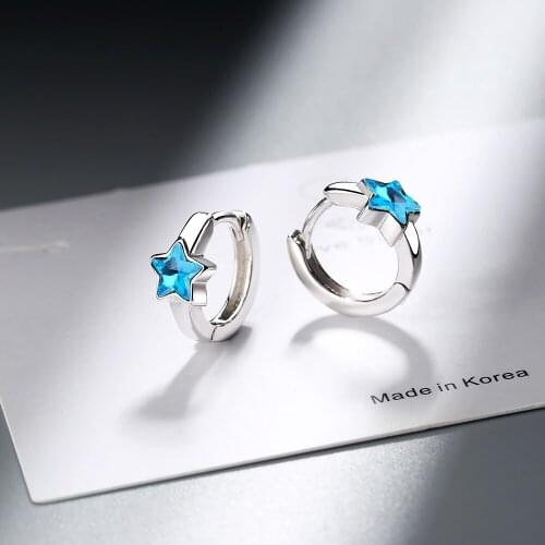 Fashion Crystal Star Stud Earring 925 Sterling Silver Earrings For Women Jewelry Pendientes Mujer eh1210