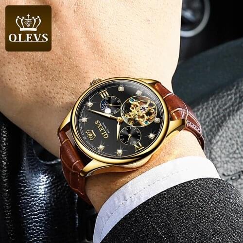 OLEVS Top Brand Men Automatic Mechanical Watch Waterproof Stainless Steel Strap Mens Watches