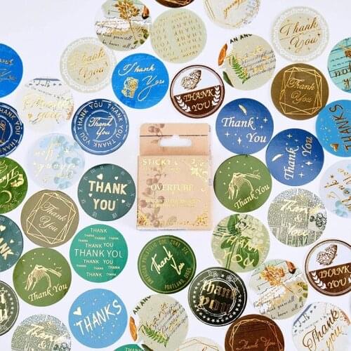 46 Pcs/Box Green Thank You Stickers Gift Package Decor For Envelope Seal Scrapbooking Labels Bullet Journal Stationery Stickers