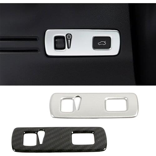 For Volvo XC40 2019 2020 2021 Head Light Headlights Lamp Switch Button Decoration Cover Trim Carbon Fiber Silver Color