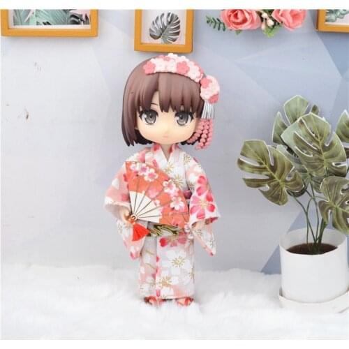 New 16cm ob11 BJD Doll Clothes Sakura Japanese Kimono Clogs Cosplay Clothes 1/12 Dolls Universal Accessory Toys for Girls