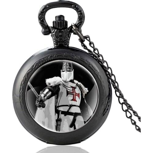 New Arrival Crusader Knight Templar Vintage Quartz Pocket Watch Men Women Charm Pendant Necklace Hours Clock