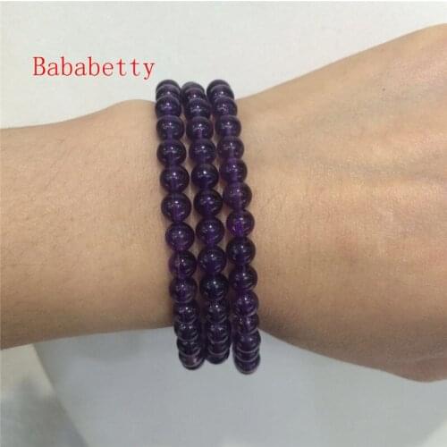 NEW Popular natural amethysts stone bracelet with 3 laps 4-5MM AA