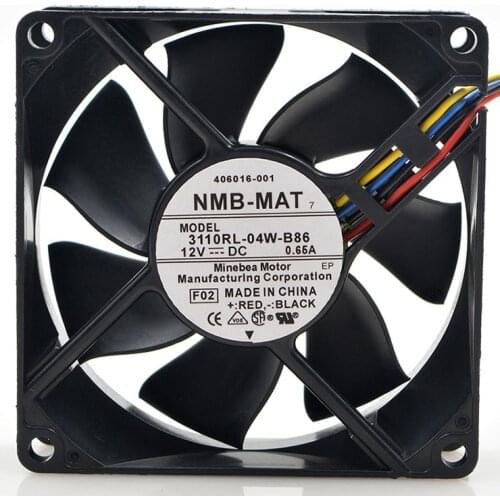 Original FOR NMB 3110rl-04w-b86 8025 12V 0.65a 4-wire 8CM temperature controlled cooling fan