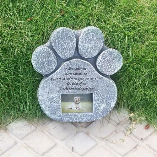 Pet Memorial Tombstone For Pet Keepsake Gravestone Tomb Dog Cat Paw Print Animal Funeral Footprint Shaped Can Put Photos
