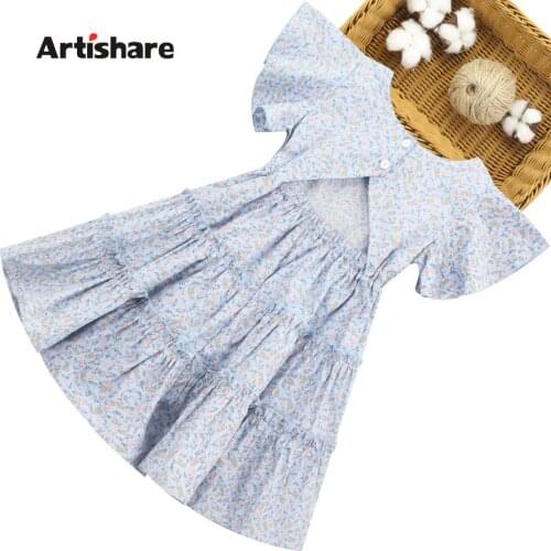 Dress For Girls Floral Pattern Dress For Kids Girl Ruffles Dress For Children Summer Childrens Costumes For Girls 6 8 10 12 14