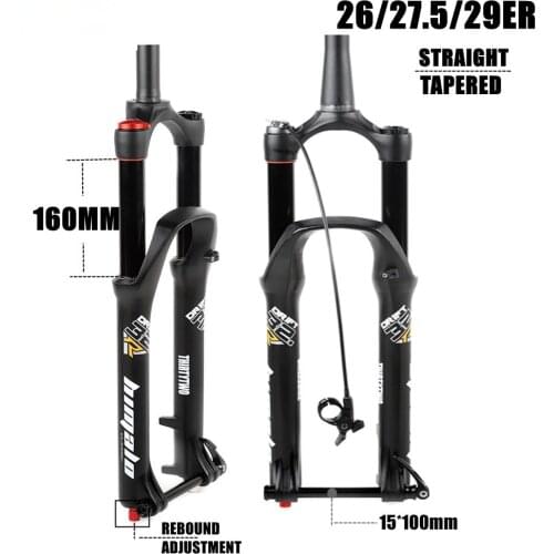 MTB Suspension Air Fork Travel 160mm 26 27.5 29er Rebound Adjustment Thru Axle 100*15mm Boost Tapered Straight Tube