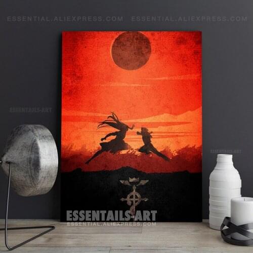 FMA Father And Elric Fight Anime Poster Decoration Print Picture Wall Art Canvas Bedroom Study Living Room Home Decor Painting