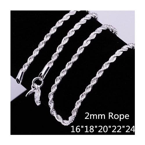 Lose Money Sale Retail Wholesale Silver color Chain Necklace Mens Necklace Necklace 2mm String Jewelry Chain Accessory S925