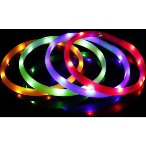 USB Charging Adjustable Pet Dog Collar LED Rechargeable Night Flashing Luminous Dog Collars Solid Neck Collar for Dogs