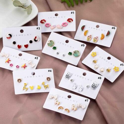 New s925 Silver Earrings Three-piece Set Female Earrings Korea Dongdaemun online celebrity Small Simple Earrings