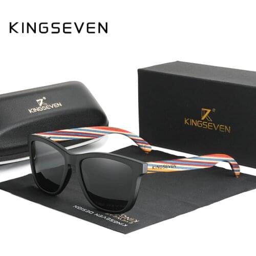 KINGSEVEN Original Design Multi Color Wood Sunglasses Men 2020 Handmade Luxury Fashion Women Mirror Sun Glasses Oculos de sol