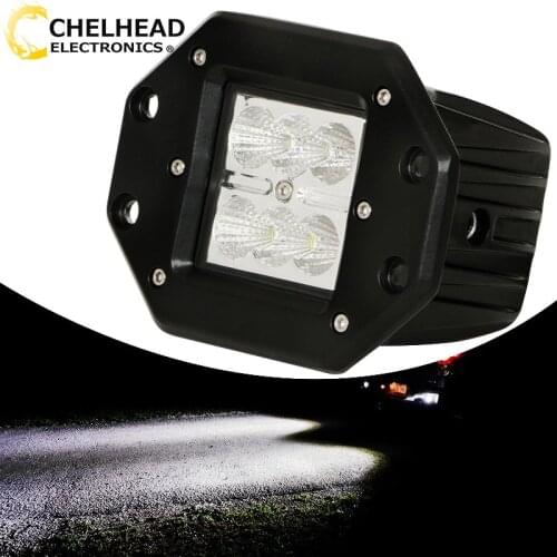 Offroad Flush Mount Led Work Light Bar 18W Flood Spot Beam Driving Light Led Pods Lamp for 4X4 Cars UTV ATV Truck Boats