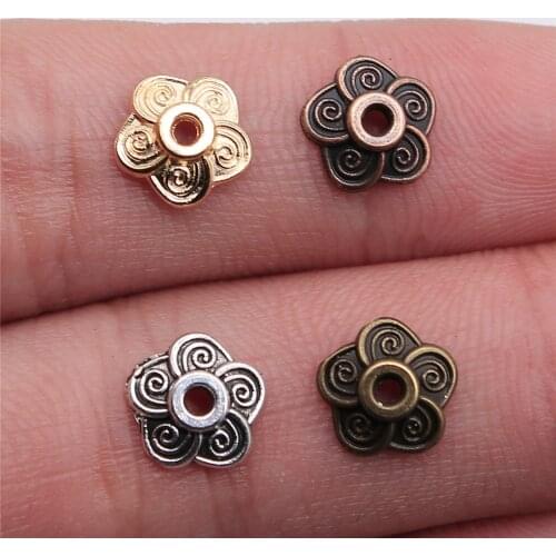 Tristana 200pcs 4 Colors 8x8mm Flower Bead Caps Beads Caps Flower Torus DIY Spaced Apart Jewelry Finding Accessories