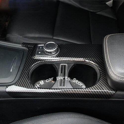 Carbon Fiber Color Center Console Water Cup Frame Decoration Trim For Mercedes Benz GLA X156 CLA C117 A Class W176 RHD LHD