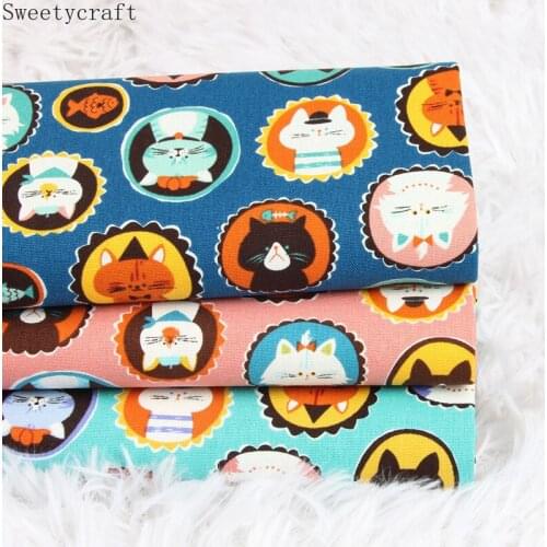 110x45cm High Quality Thick Cotton Fabrics By Yard Cat Frame Printed DIY Sewing Bag table cloth curtain pillow Party Home Decor