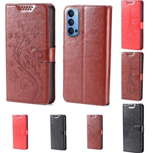 For Oppo Reno4 Reno 4 5G intaglio icon butterfly flower Tower Flip Leather Wallet Phone Case For Oppo Reno4 Reno 4 Pro 5G cover