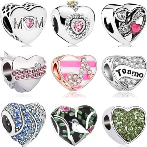 Fresh Style Colorful Crystal Bird Bowknot Flowers Hearts Enamel Beads Fit Pandora Charms Bracelets for Women Lover DIY Pulsera